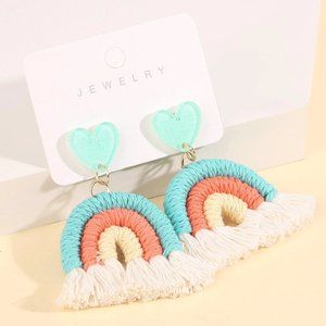 Rainbow Drop Fringe Earrings